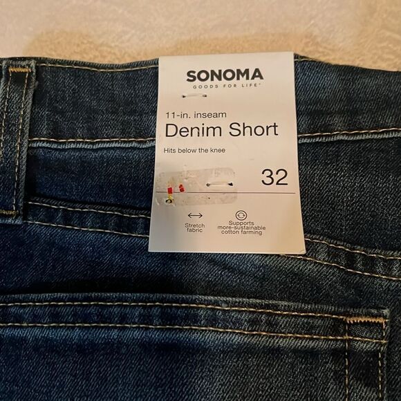 Sonoma Men’s Jean Shorts size 32 Slim Blue Denim Fringe Hem 5 Pockets Med Wash - Picture 8 of 8